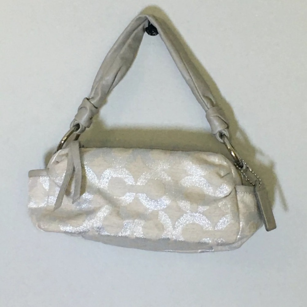 Coach Parker Opt Art Metallic Silver Shoulder Bag